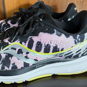 Saucony Men's Ride 14 Ela Running Shoes Pink/Black/Silver Sz 8 - GUC